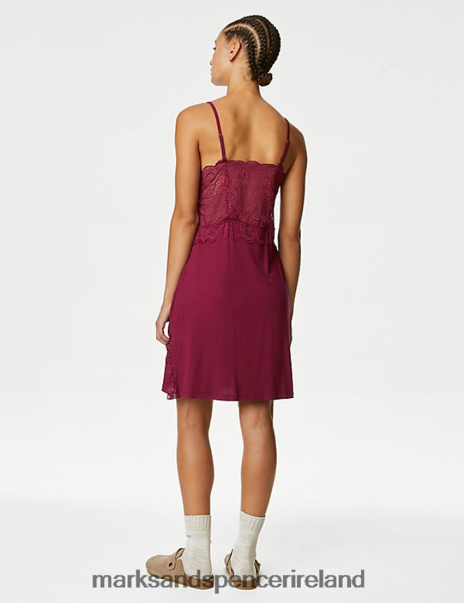 Marks & Spencer Unisex Body Soft Lace Trim Chemise Raspberry Lingerie 2VJ8DF3844