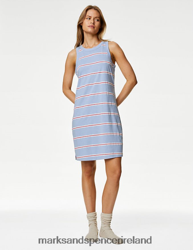 Marks & Spencer Unisex Stripe Chemise Pink Mix Lingerie 2VJ8DF3490