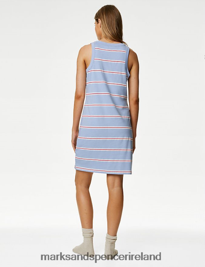 Marks & Spencer Unisex Stripe Chemise Pink Mix Lingerie 2VJ8DF3490