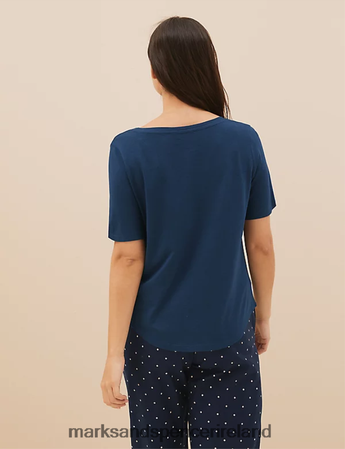 Marks & Spencer Unisex 2pk Cotton Modal Pyjama Tops Navy Mix Lingerie 2VJ8DF3667