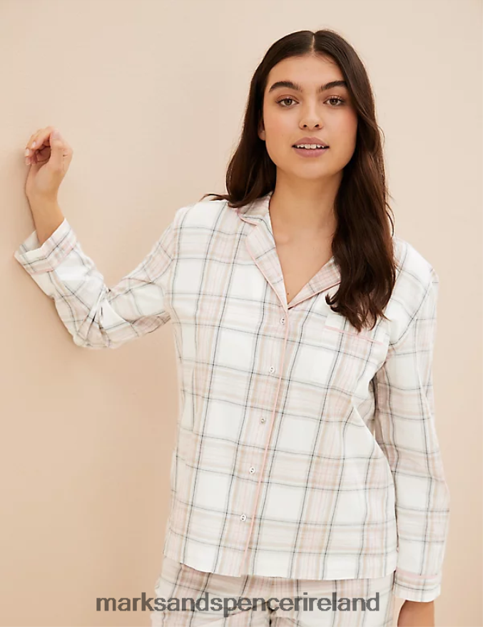 Marks & Spencer Unisex Cotton Revere Pyjama Pink Mix Lingerie 2VJ8DF3669