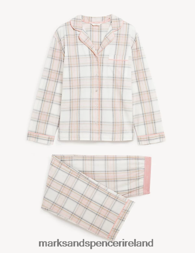 Marks & Spencer Unisex Cotton Revere Pyjama Pink Mix Lingerie 2VJ8DF3669