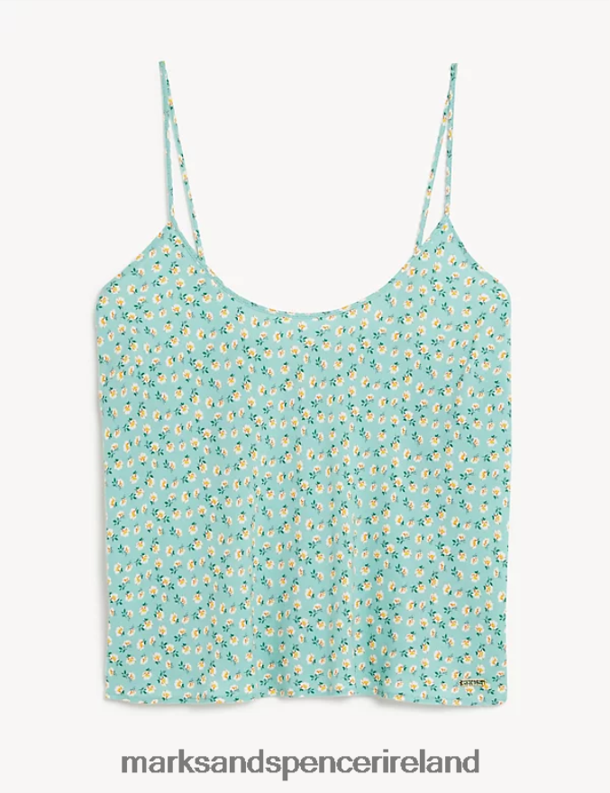 Marks & Spencer Unisex Floral Print Cami Top Teal Mix Lingerie 2VJ8DF3560