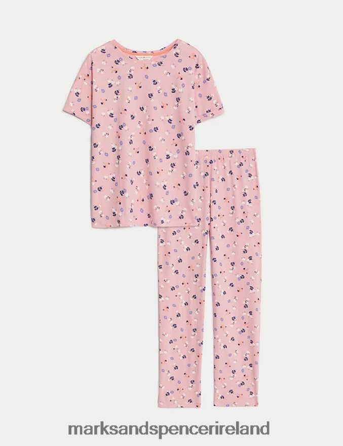Marks & Spencer Unisex Pure Cotton Floral Pyjama Set Pink Mix Lingerie 2VJ8DF3349