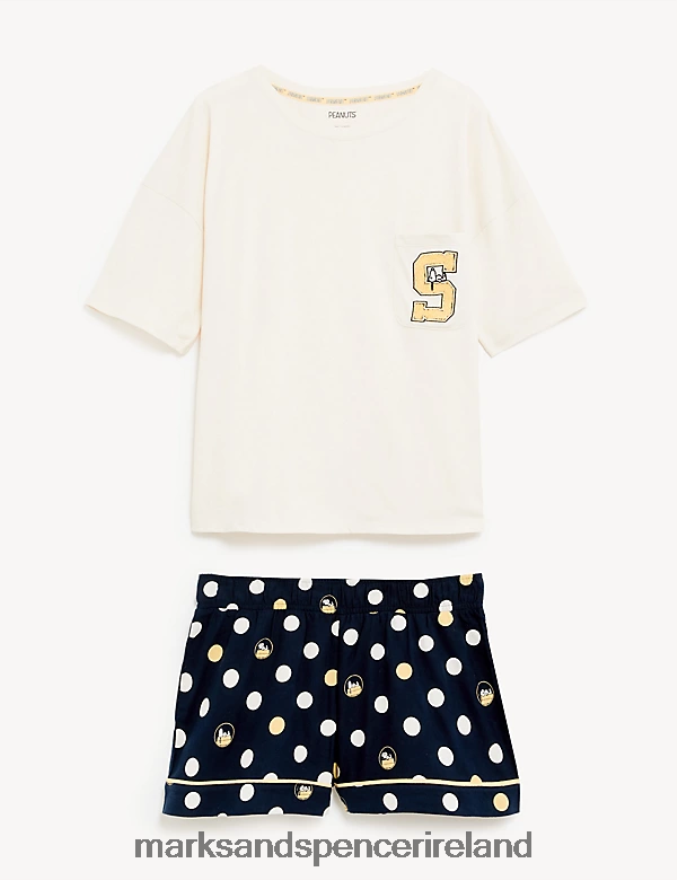 Marks & Spencer Unisex Pure Cotton Snoopy Shortie Set Navy Mix Lingerie 2VJ8DF3371
