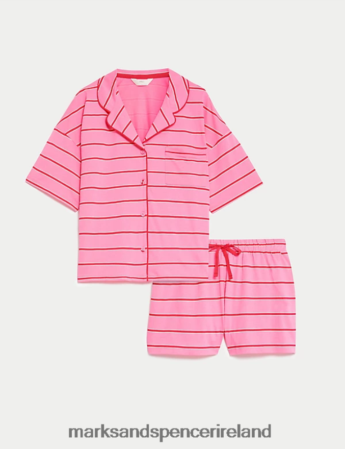 Marks & Spencer Unisex Striped Shortie Set Pink Mix Lingerie 2VJ8DF3332