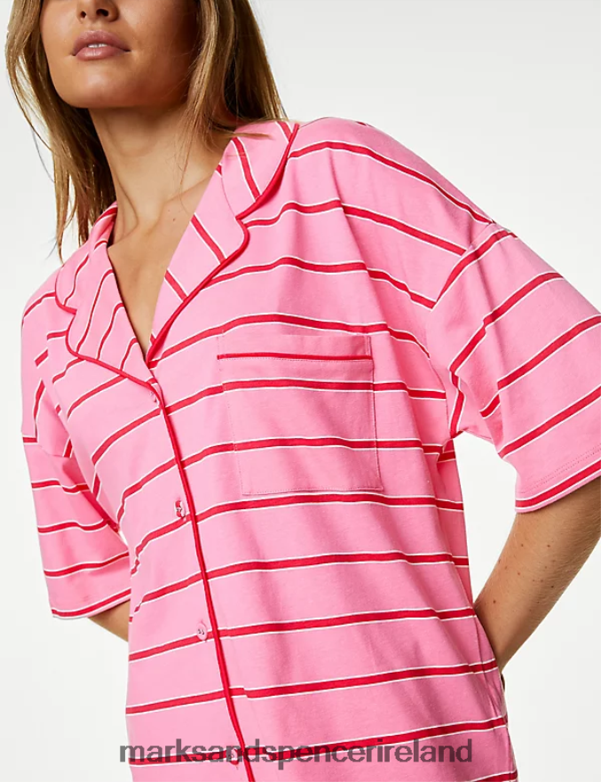 Marks & Spencer Unisex Striped Shortie Set Pink Mix Lingerie 2VJ8DF3332