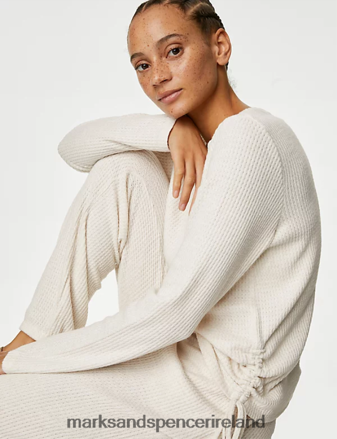 Marks & Spencer Unisex Waffle Pyjama Top Oatmeal Lingerie 2VJ8DF3469