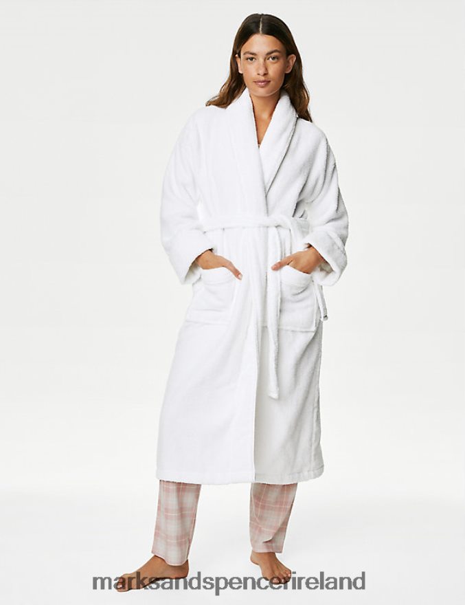 Marks & Spencer Unisex Pure Cotton Dressing Gown White Lingerie 2VJ8DF3675