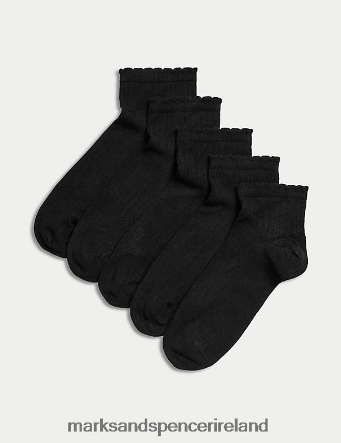 Marks & Spencer Unisex 5pk Seamless Toes Anklets Black Lingerie 2VJ8DF4319