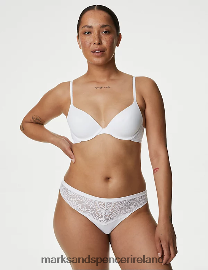 Marks & Spencer Unisex 3pk Body Soft Lace Thongs White Lingerie 2VJ8DF4254