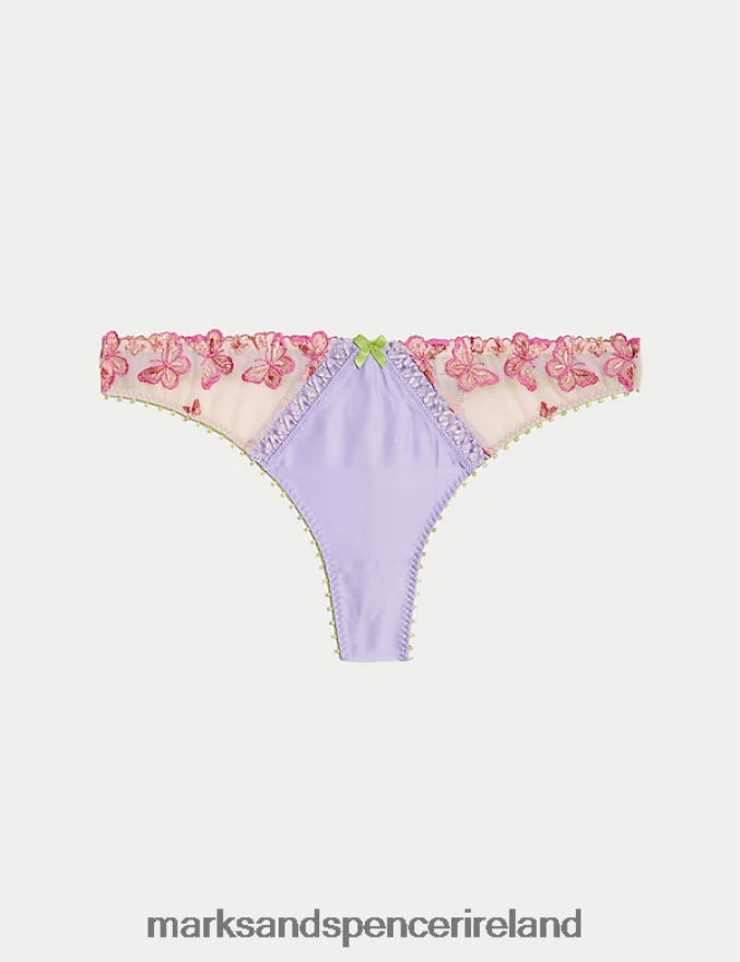 Marks & Spencer Unisex Aurelia Embroidery Thong Pink Mix Lingerie 2VJ8DF3960