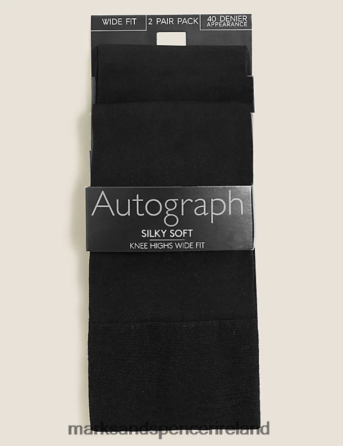 Marks & Spencer Unisex 2pk Silky Soft Knee Highs Black Lingerie 2VJ8DF4360