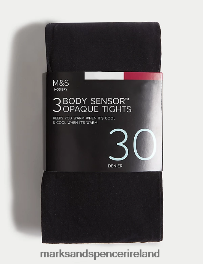 Marks & Spencer Unisex 3pk 30 Denier Body Sensor Tights Black Lingerie 2VJ8DF4618