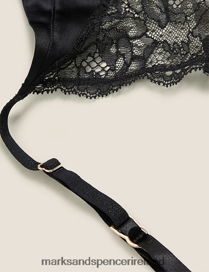 Marks & Spencer Unisex Silk & Lace Suspenders Black Lingerie 2VJ8DF3937
