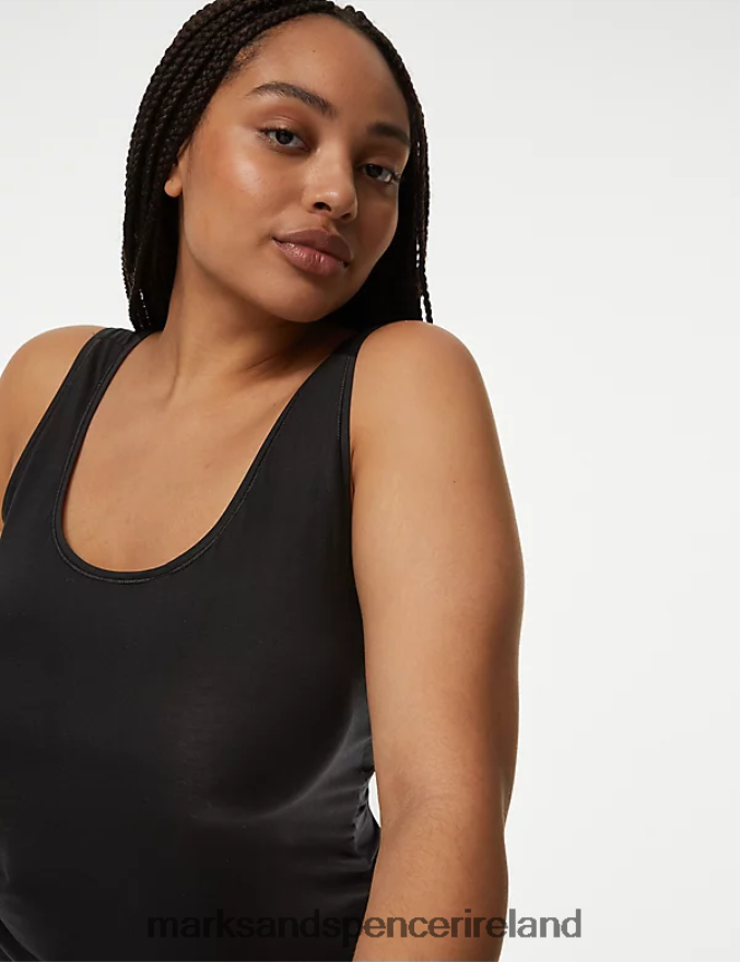 Marks & Spencer Unisex 2pk Flexifit Modal Rich Vests Black Lingerie 2VJ8DF3826