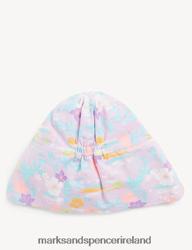 Marks & Spencer Kids Pure Cotton Floral Sun Hat Cool Pink Accessories 2VJ8DF8133