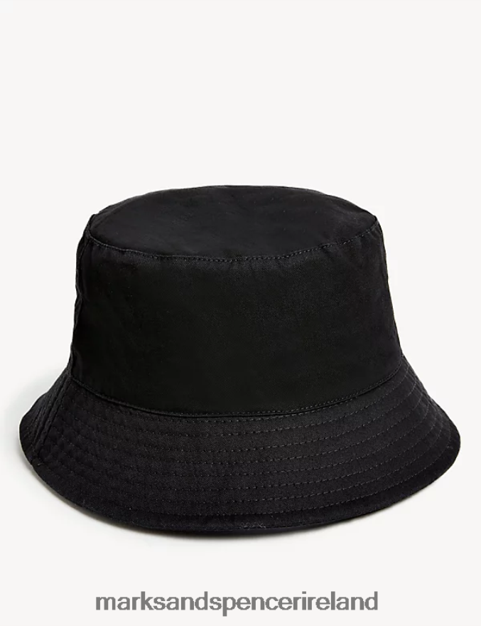 Marks & Spencer Kids Pure Cotton Plain Sun Hat Black Accessories 2VJ8DF8893