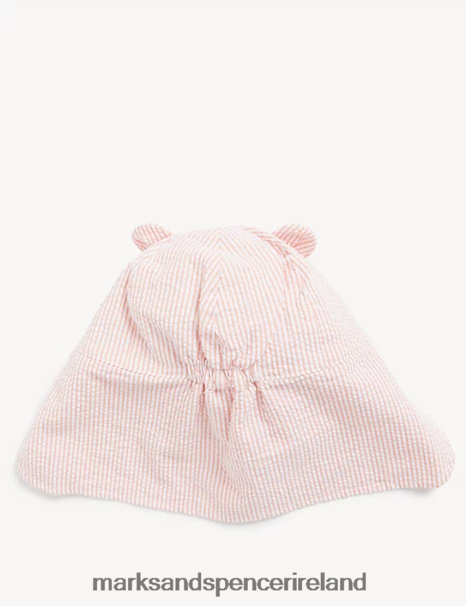Marks & Spencer Kids Pure Cotton Striped Sun Hat Apricot Accessories 2VJ8DF8728