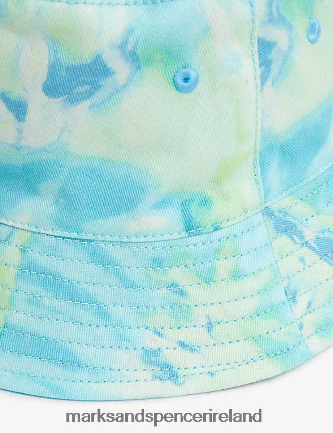 Marks & Spencer Kids Pure Cotton Tie Dye Sun Hat Turquoise Accessories 2VJ8DF8661