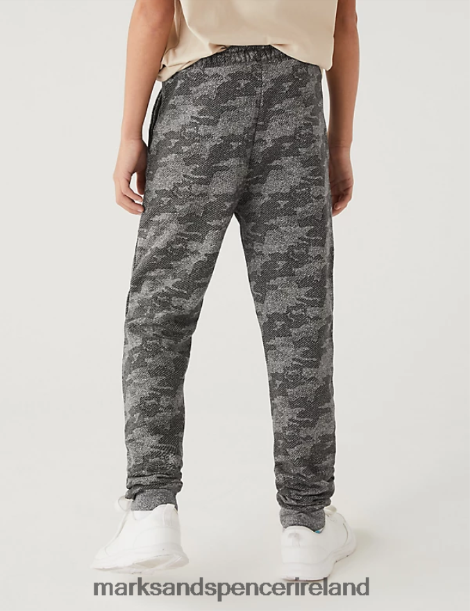 Marks & Spencer Kids Cotton Rich Camouflage Joggers Grey Mix Clothing 2VJ8DF8310