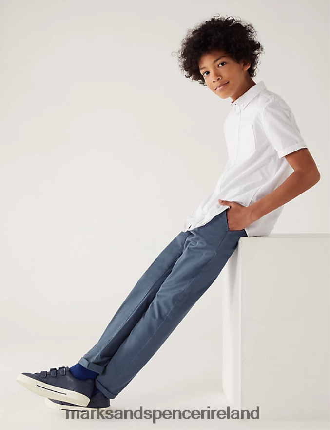 Marks & Spencer Kids Cotton Rich Chinos Air Force Blue Clothing 2VJ8DF8287