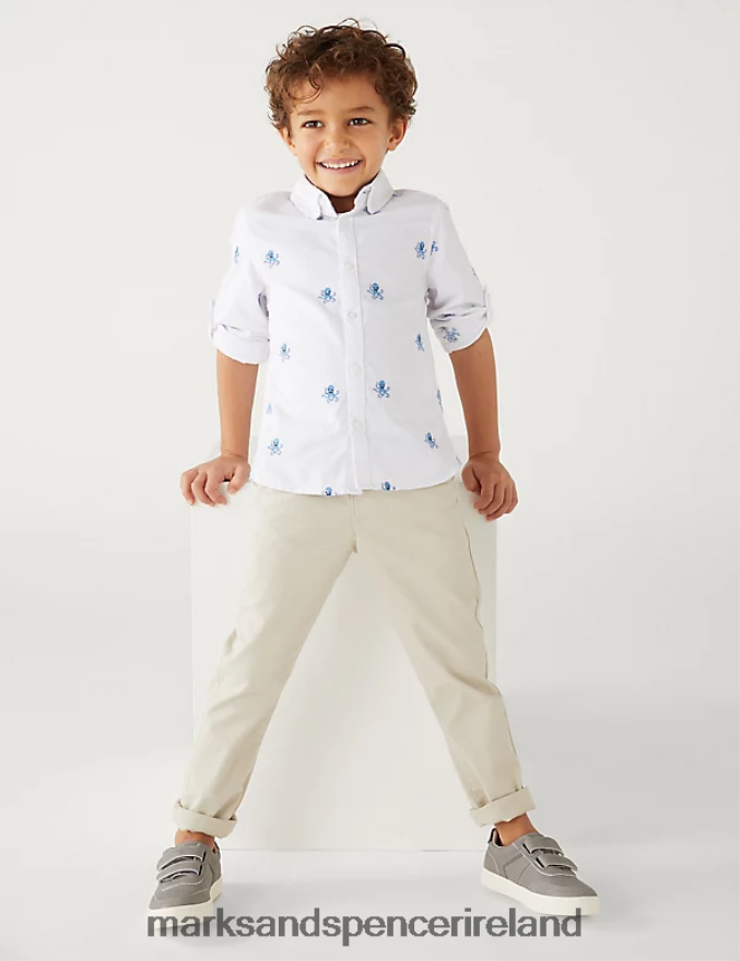 Marks & Spencer Kids Cotton Rich Chinos Natural Clothing 2VJ8DF8225