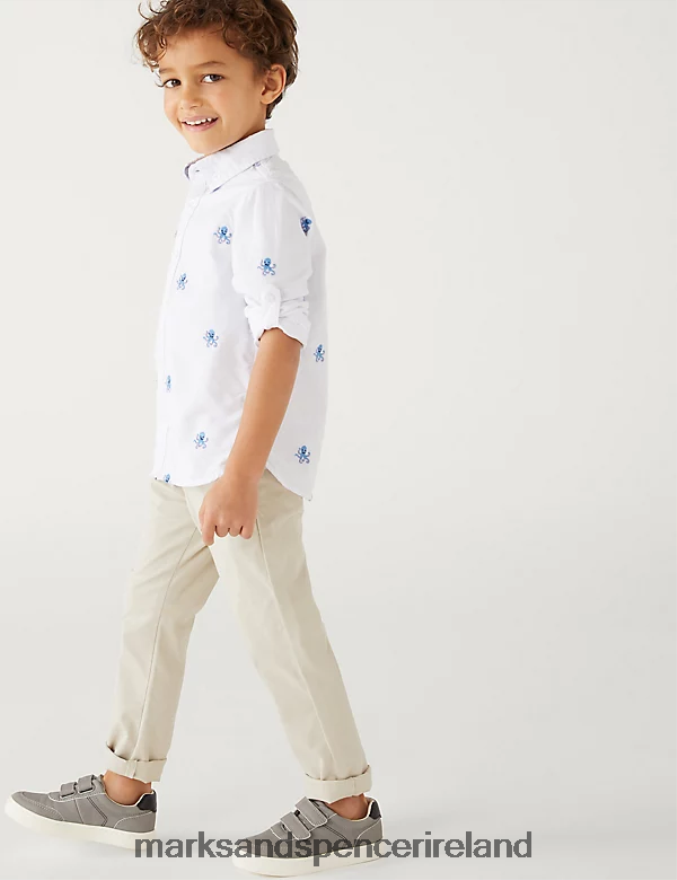 Marks & Spencer Kids Cotton Rich Chinos Natural Clothing 2VJ8DF8225