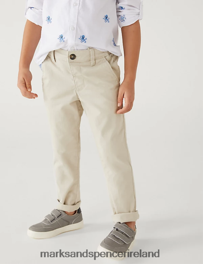 Marks & Spencer Kids Cotton Rich Chinos Natural Clothing 2VJ8DF8225