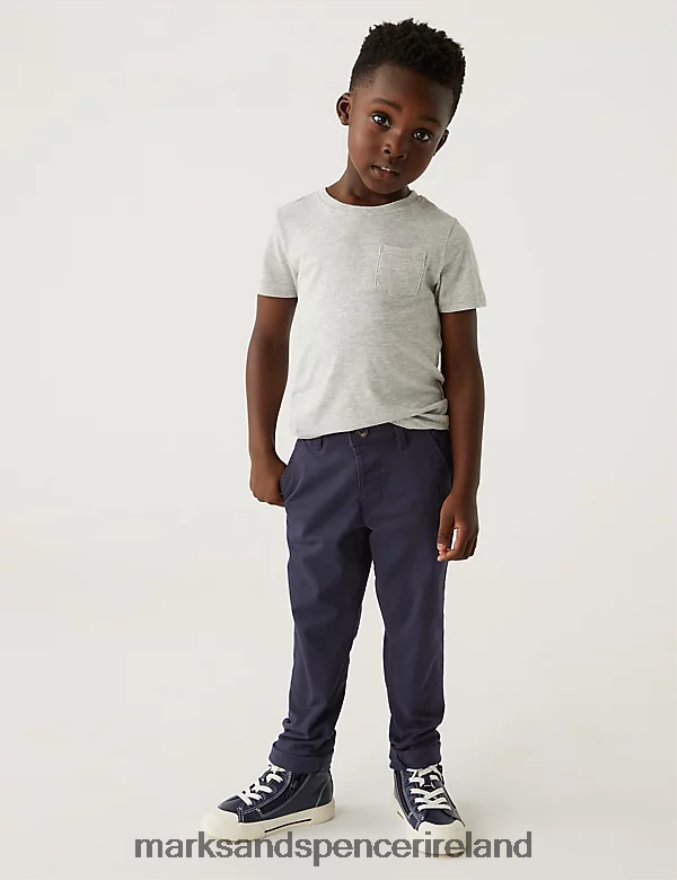 Marks & Spencer Kids Cotton Rich Chinos Navy Clothing 2VJ8DF7956