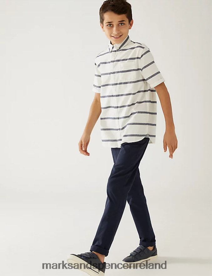 Marks & Spencer Kids Cotton Rich Chinos Navy Clothing 2VJ8DF8288