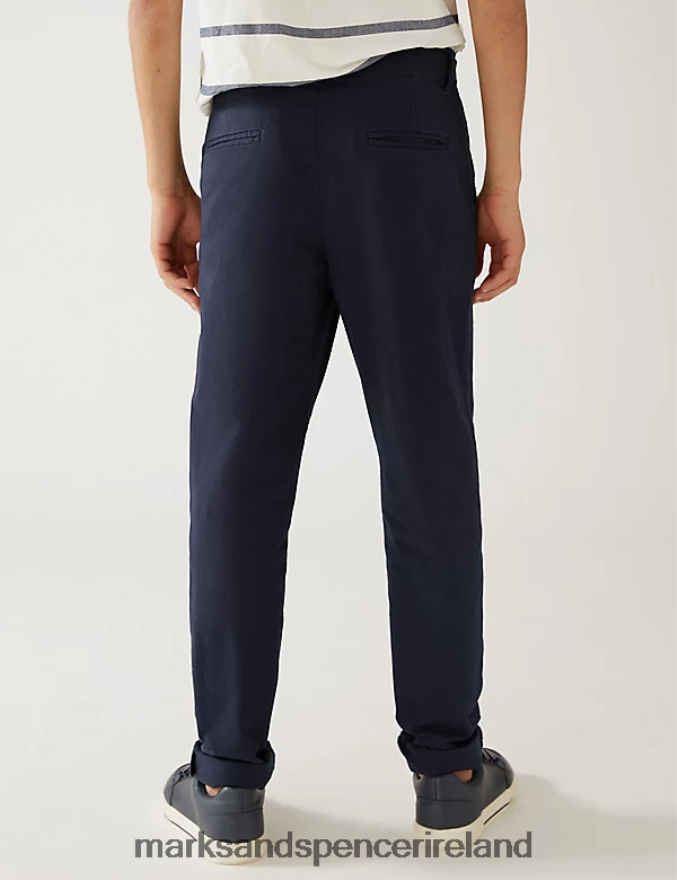 Marks & Spencer Kids Cotton Rich Chinos Navy Clothing 2VJ8DF8288
