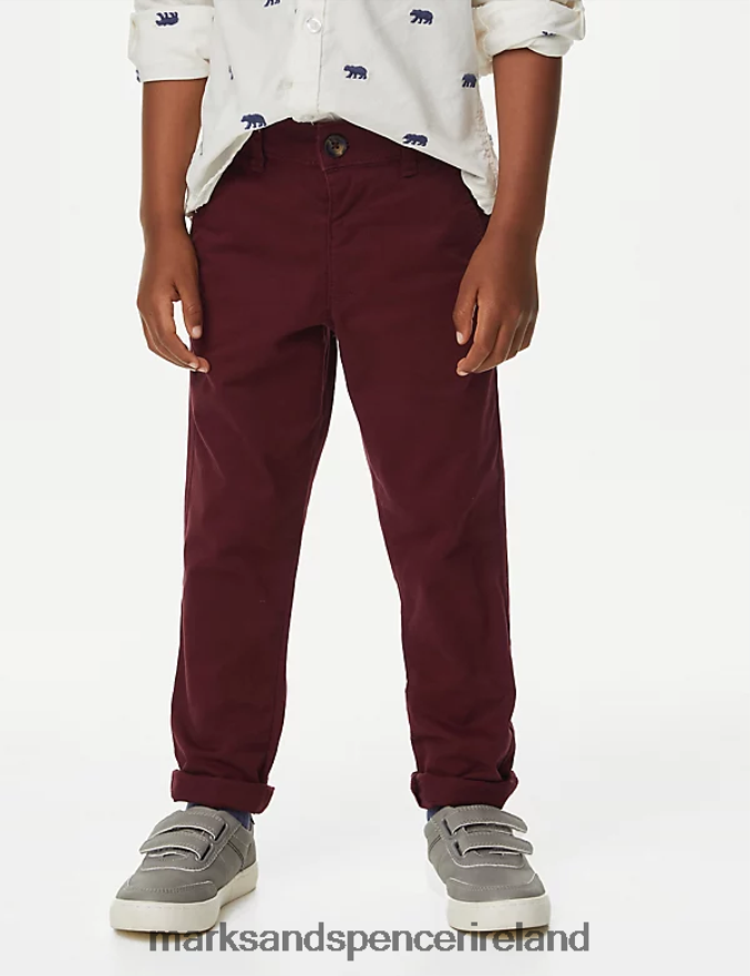 Marks & Spencer Kids Cotton Rich Chinos Red Clothing 2VJ8DF8227