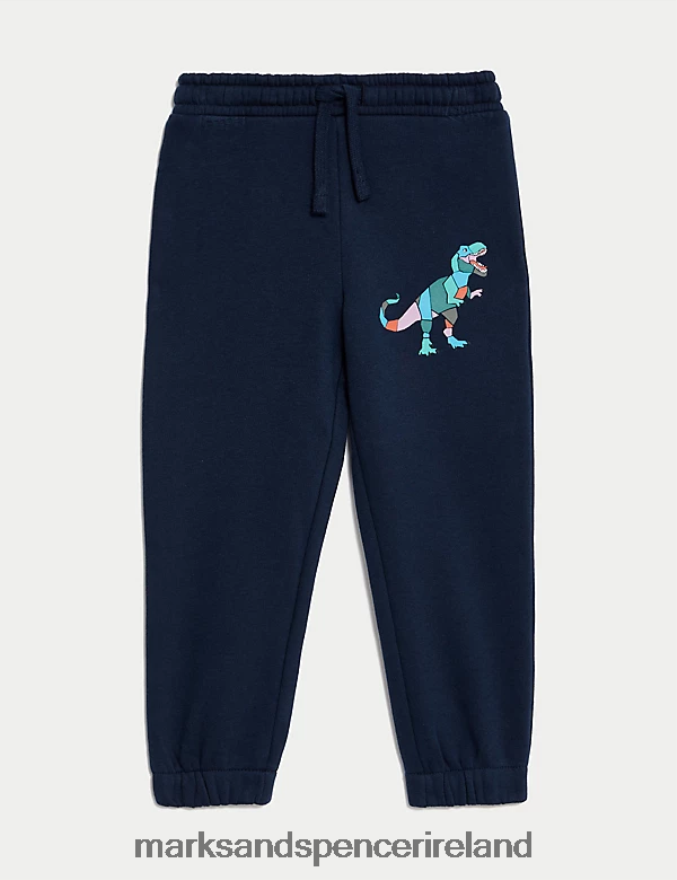 Marks & Spencer Kids Cotton Rich Dinosaur Joggers Navy Clothing 2VJ8DF7921