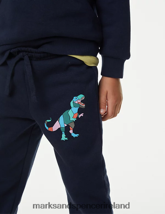 Marks & Spencer Kids Cotton Rich Dinosaur Joggers Navy Clothing 2VJ8DF7921