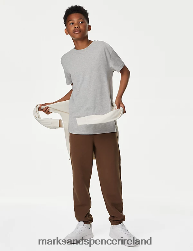 Marks & Spencer Kids Cotton Rich Joggers Dark Brown Clothing 2VJ8DF8766