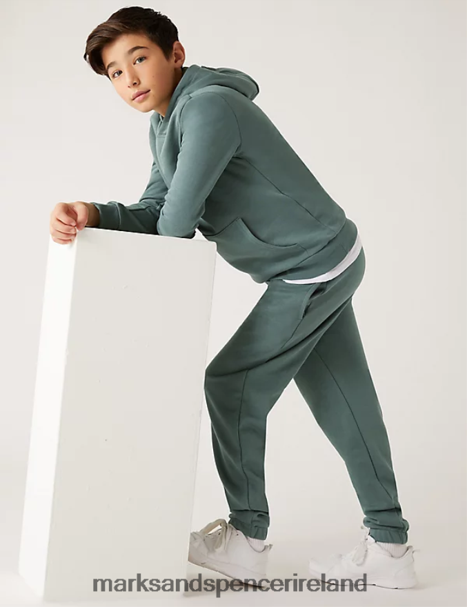 Marks & Spencer Kids Cotton Rich Joggers Dark Sage Clothing 2VJ8DF8509