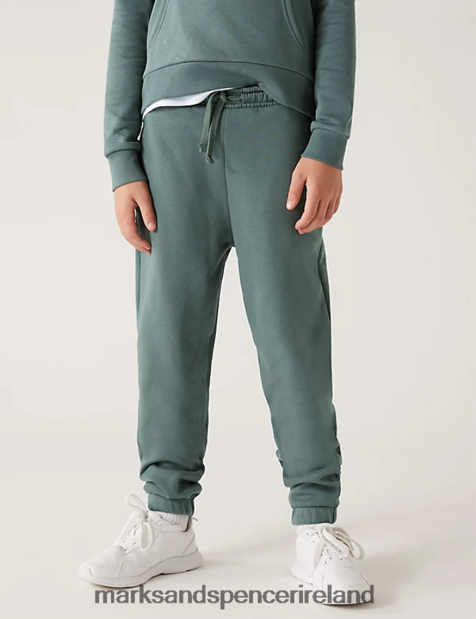 Marks & Spencer Kids Cotton Rich Joggers Dark Sage Clothing 2VJ8DF8509