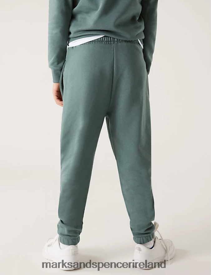 Marks & Spencer Kids Cotton Rich Joggers Dark Sage Clothing 2VJ8DF8509