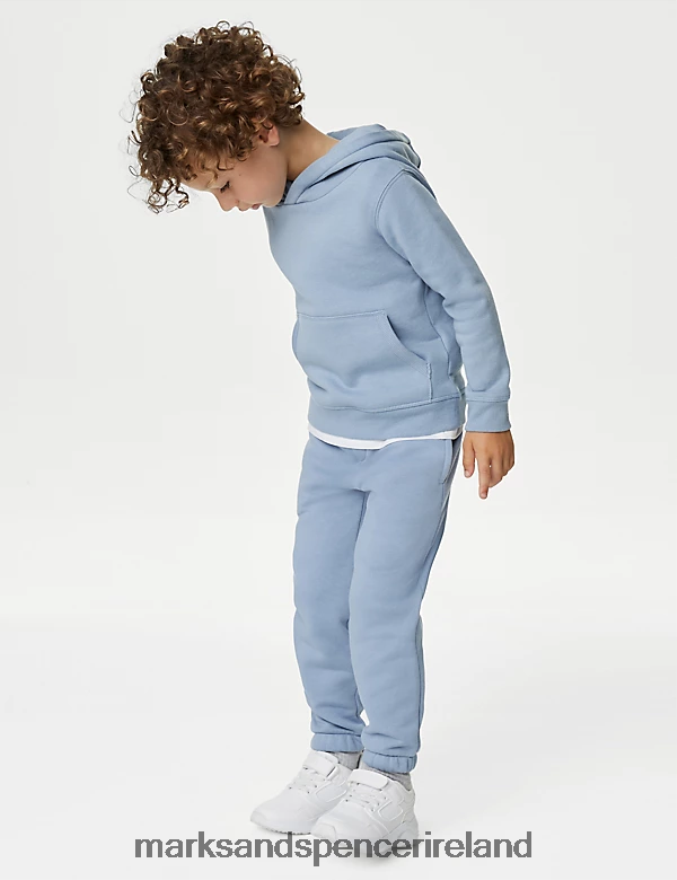 Marks & Spencer Kids Cotton Rich Joggers Medium Blue Clothing 2VJ8DF8347