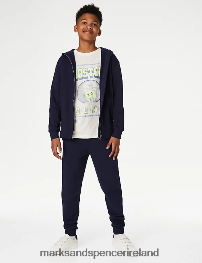 Marks & Spencer Kids Cotton Rich Joggers Navy Clothing 2VJ8DF8111
