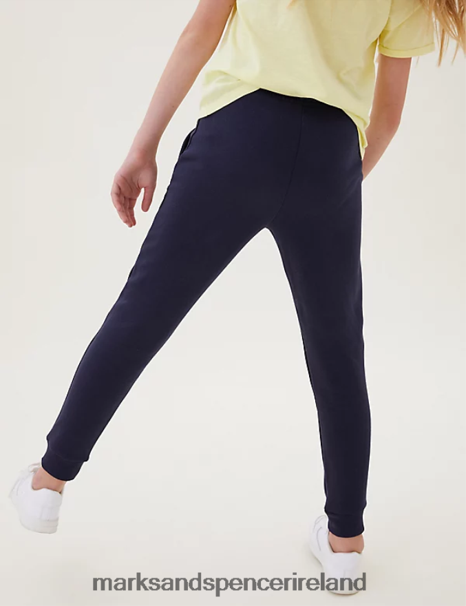 Marks & Spencer Kids Cotton Rich Joggers Navy Clothing 2VJ8DF8111