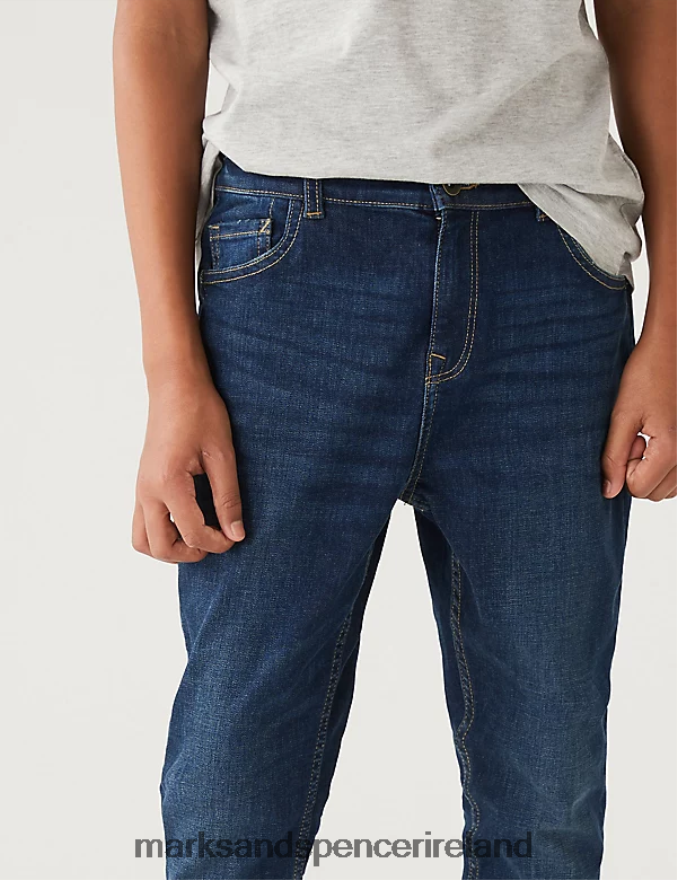 Marks & Spencer Kids The Smith Skinny Fit Cotton with Stretch Jeans Dark Indigo Clothing 2VJ8DF8586