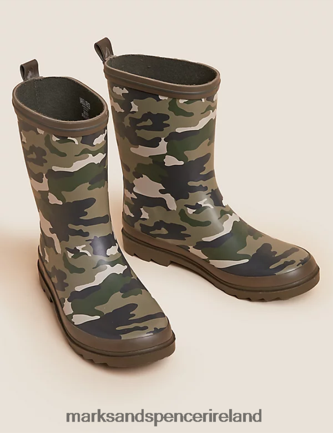 Marks & Spencer Kids Camouflage Wellies Khaki Mix Footwear 2VJ8DF8729