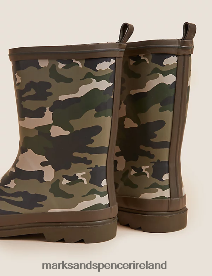 Marks & Spencer Kids Camouflage Wellies Khaki Mix Footwear 2VJ8DF8729
