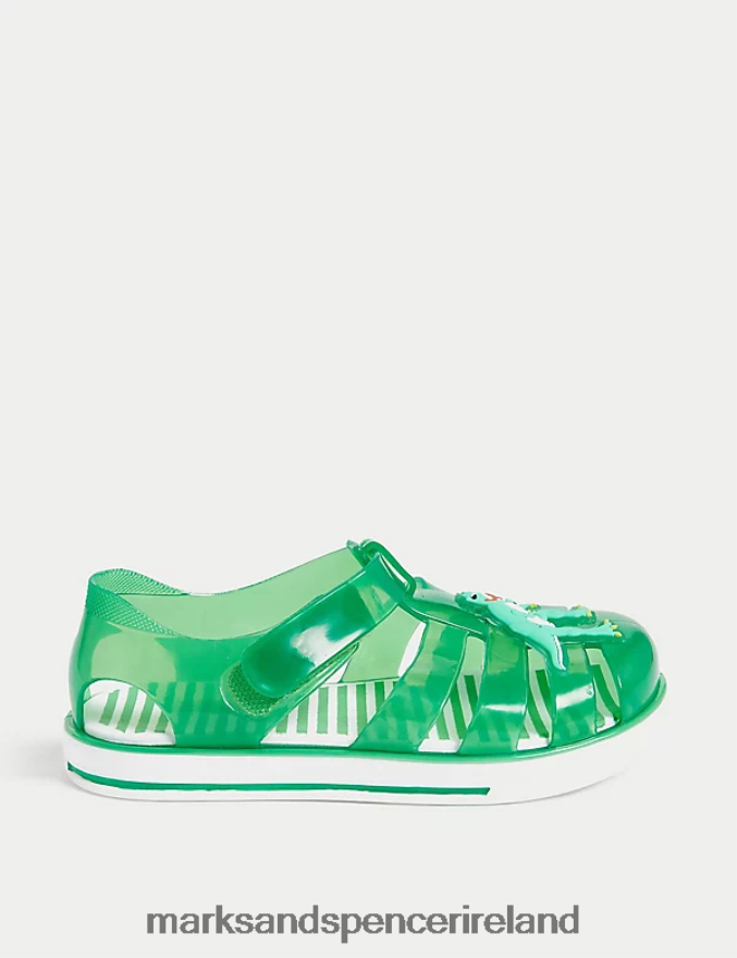 Marks & Spencer Kids Dinosaur Riptape Jelly Sandals Green Footwear 2VJ8DF8570