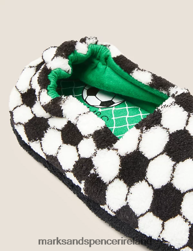 Marks & Spencer Kids Football Slippers Black Mix Footwear 2VJ8DF8740