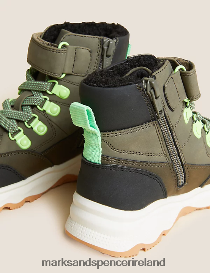 Marks & Spencer Kids Freshfeet Hiker Boots Khaki Footwear 2VJ8DF8590