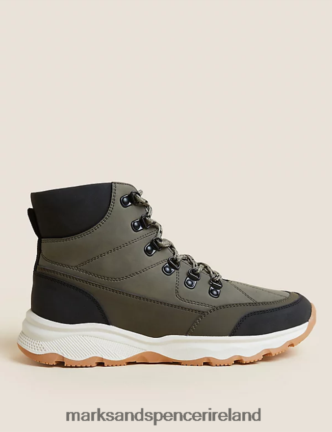 Marks & Spencer Kids Freshfeet Hiker Boots Khaki Footwear 2VJ8DF8712