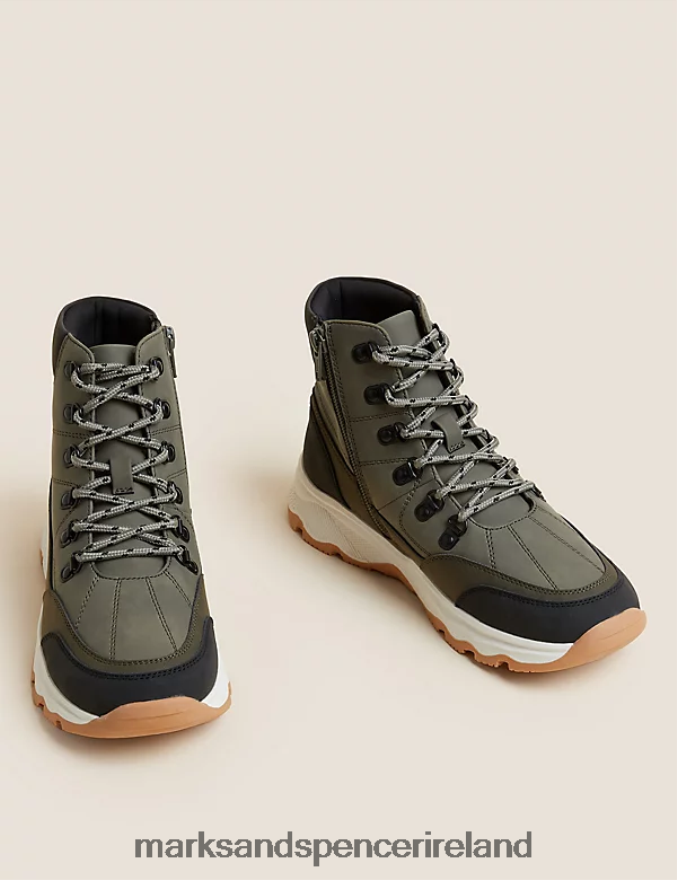 Marks & Spencer Kids Freshfeet Hiker Boots Khaki Footwear 2VJ8DF8712